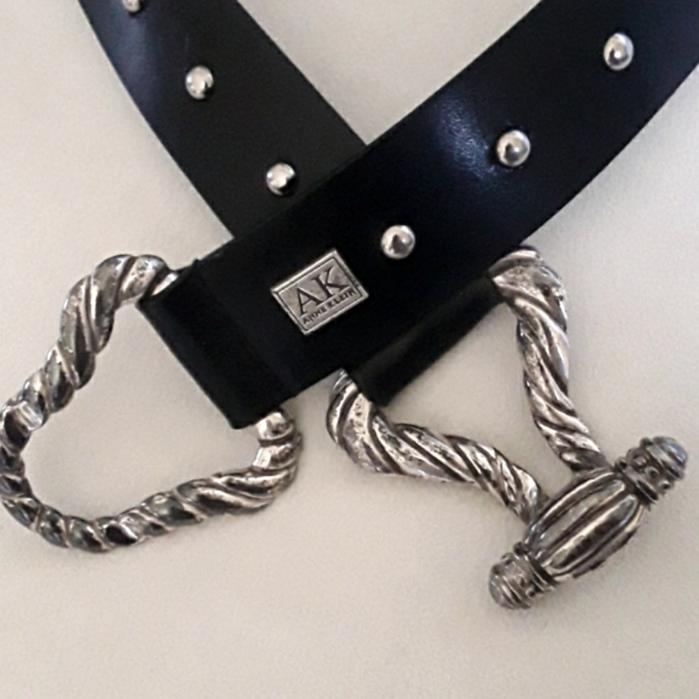 Anne Klein Belt Black Leather,studs M